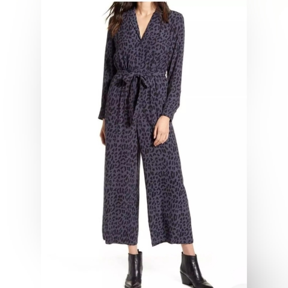 Rails Jumpsuit Callen Wide Leg Charcoal Gray Tiger Stripe Button Front S… - Picture 4 of 12